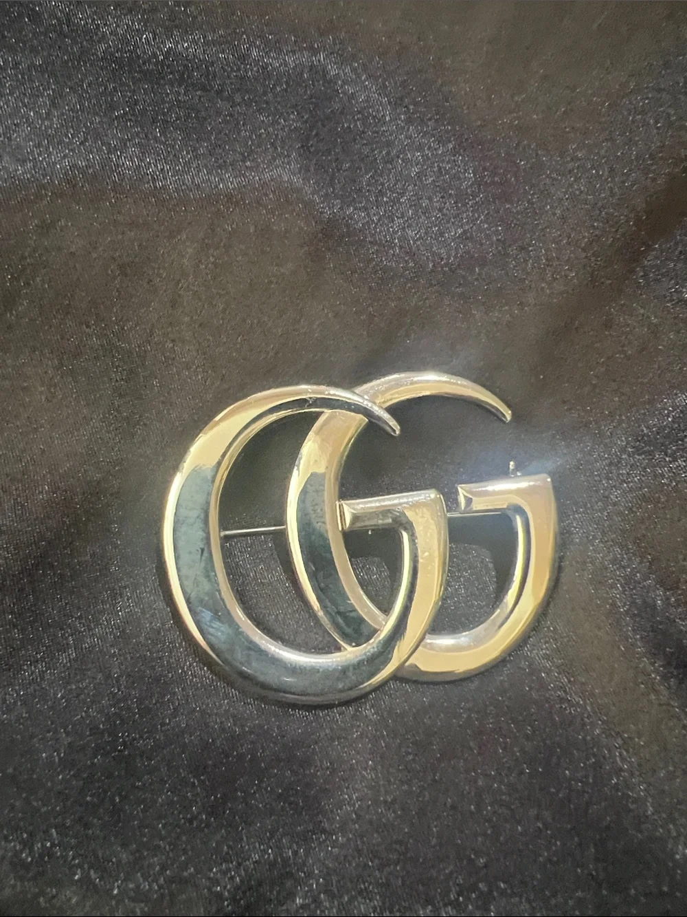 Gucci silver  Interlocking G Logo Brooch